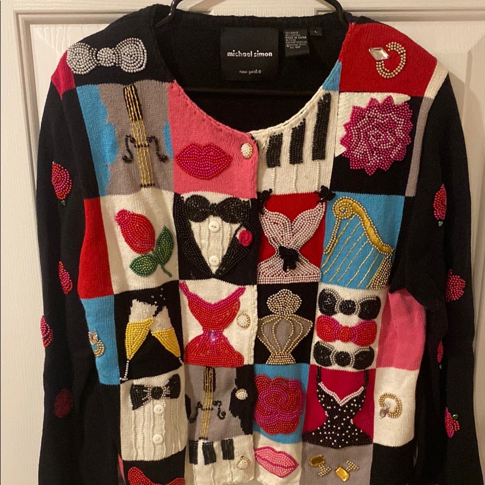 Michael Simon Celebration Patchwork Sweater - image 2